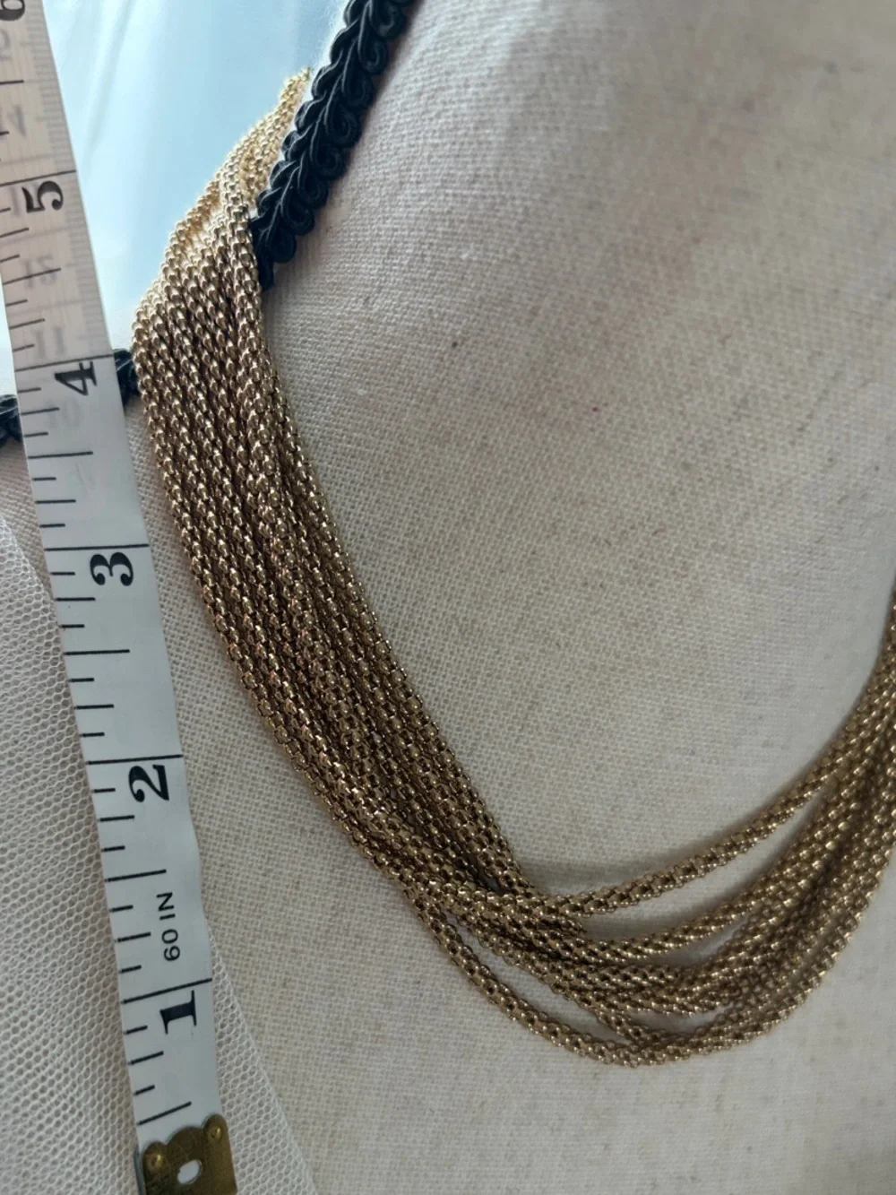 Vintage Monet Multi-Strand Liquid-Gold Tone Chain Necklace